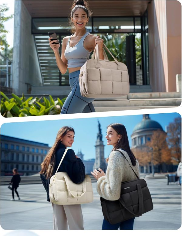 BAGSMART Gym Bag for Women, Puffer Travel Bag Duffle Bag for Travel with Laptop Compartment, Weekender Bags for Women, Carry On Duffel Bag Personal Item Bag - Image 2