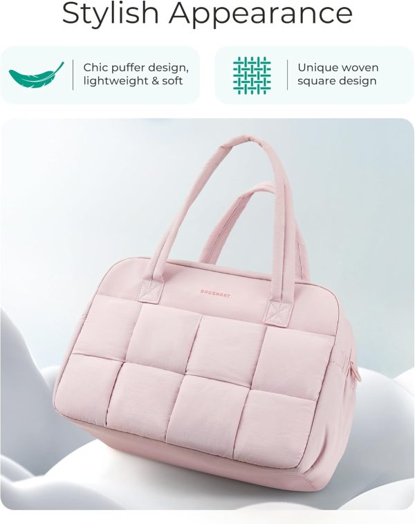 BAGSMART Gym Bag for Women, Puffer Travel Bag Duffle Bag for Travel with Laptop Compartment, Weekender Bags for Women, Carry On Duffel Bag Personal Item Bag - Image 3