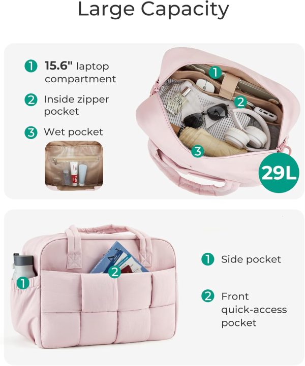 BAGSMART Gym Bag for Women, Puffer Travel Bag Duffle Bag for Travel with Laptop Compartment, Weekender Bags for Women, Carry On Duffel Bag Personal Item Bag - Image 5