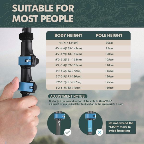 GPTCAMP Walking Sticks,Trekking Poles Collapsible Hiking Poles,Lightweight Folding Travel Walking Sticks for Men Women,2pc Adjustable Hiking Sticks with EVA Foam Grips for Backpacking - Image 5