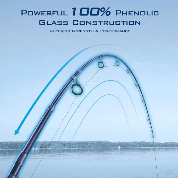 KastKing Progressive Glass Fishing Rods, Spinning & Casting Rods, Strong, 100% Phenolic Glass Blanks 2Pcs Pack from 5’6” to 10’, Stainless Steel Guide, Durable P-Cork Handles - Image 5